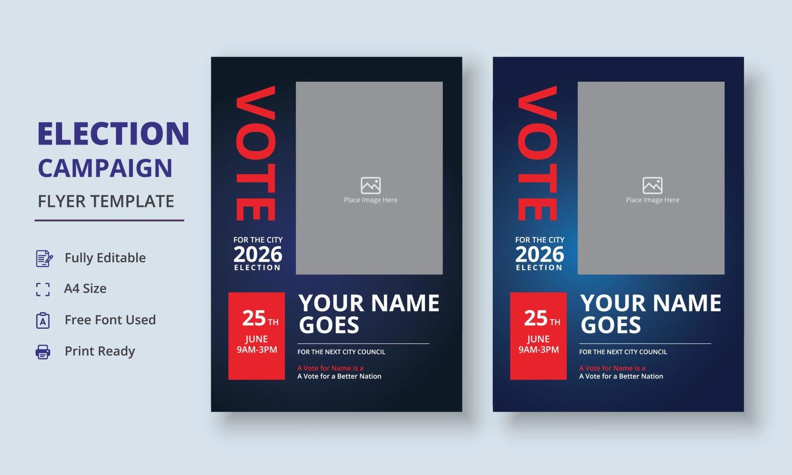 Election Campaign Flyer Template, Political Campaign Flyer Template, Vote Flyer Template, Political Election Poster vector
