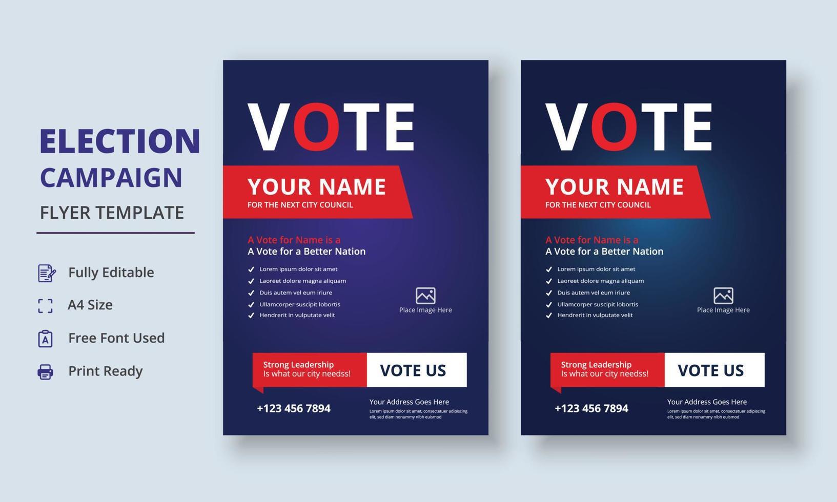 Election Campaign Flyer Template, Political Campaign Flyer Template, Vote Flyer Template, Political Election Poster vector