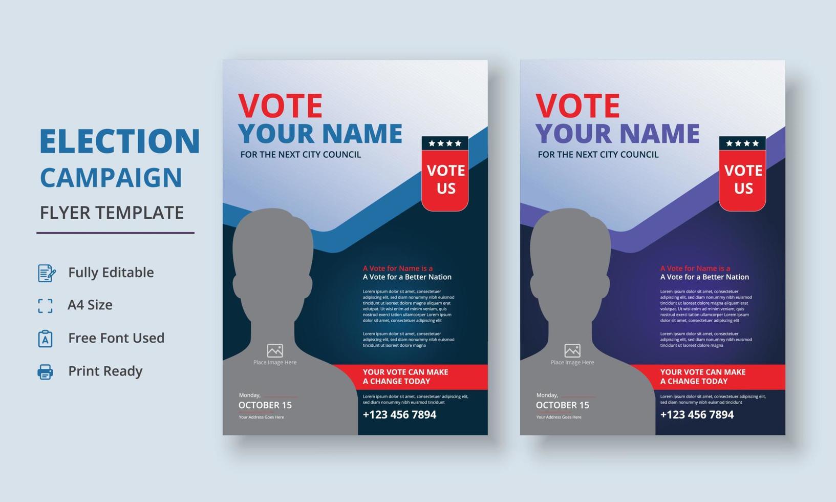 Election Campaign Flyer Template, Political Campaign Flyer Template, Vote Flyer Template, Political Election Poster vector