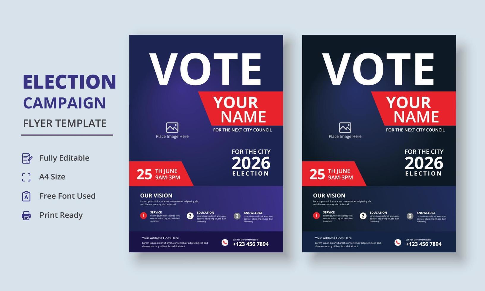 Election Campaign Flyer Template, Political Campaign Flyer Template, Vote Flyer Template, Political Election Poster vector
