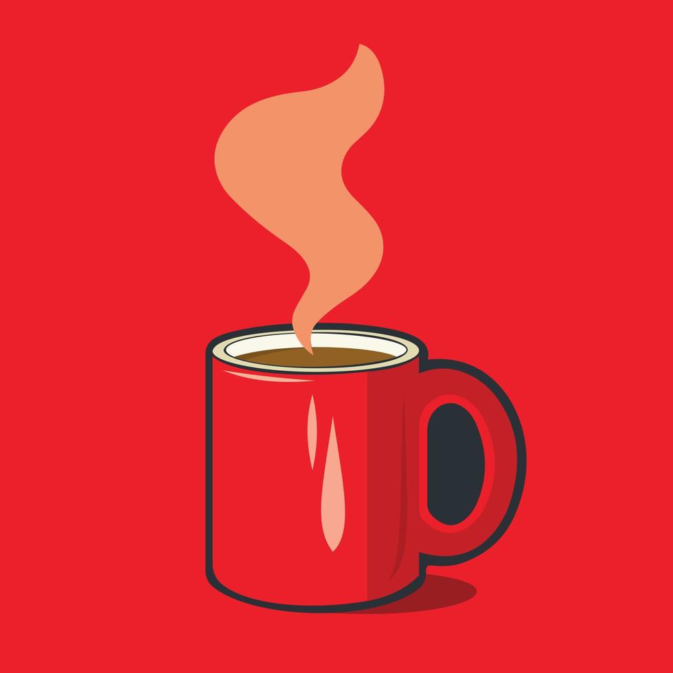 Red mug of aromatic coffee vector