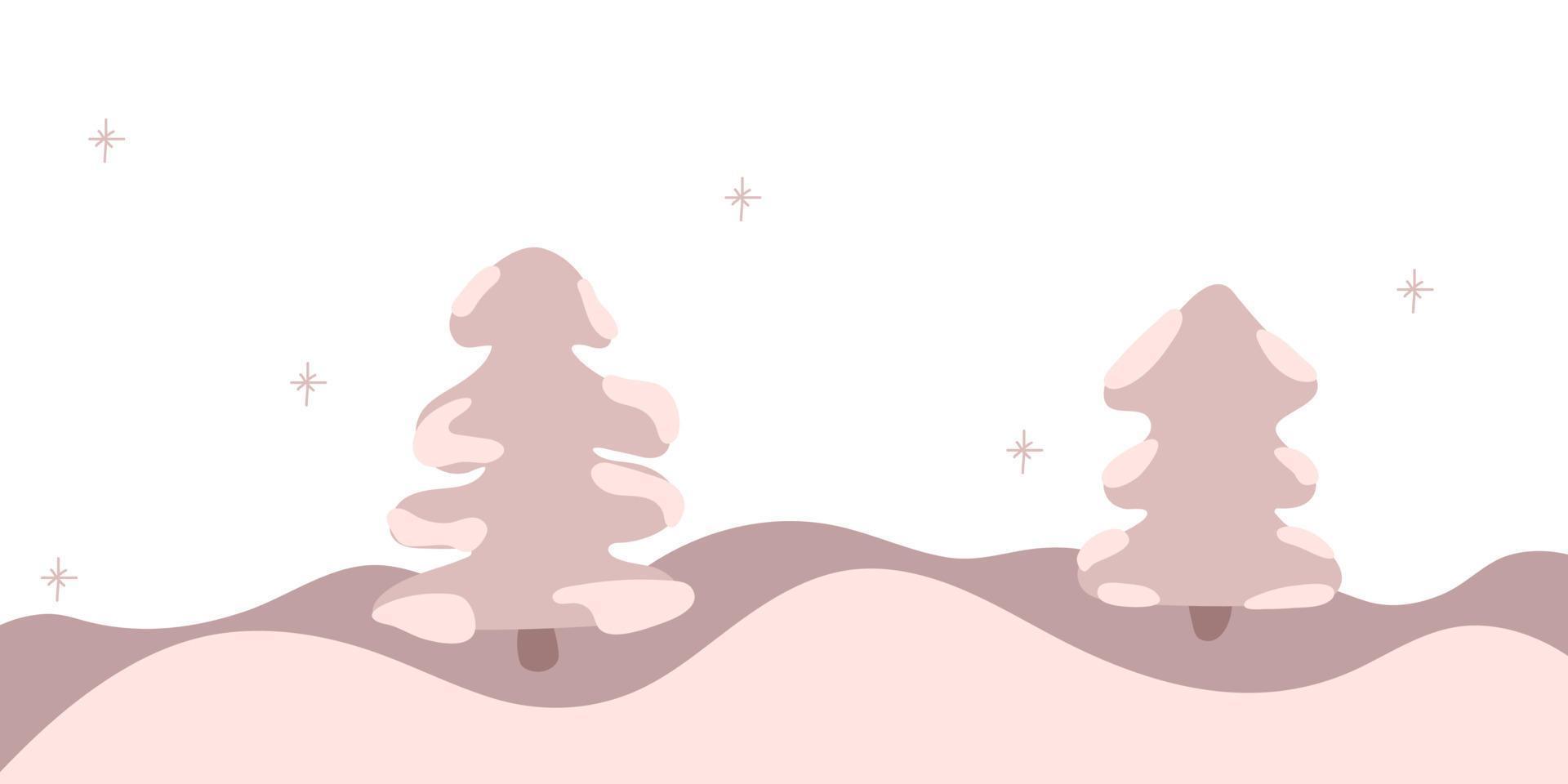 Cozy hand drawn monochrome christmas tree background and package design. vector