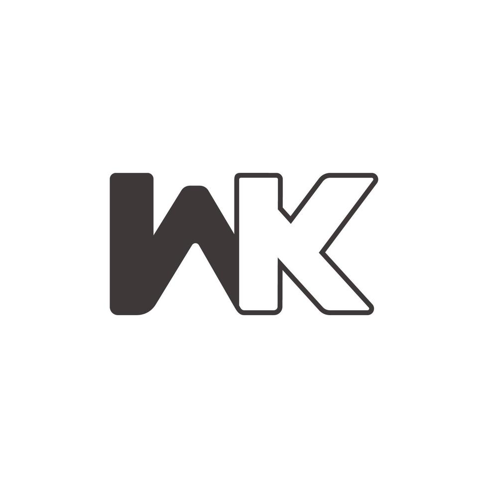 letter wk simple linked geometric logo vector