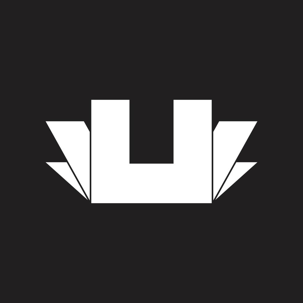 vector de logotipo de diseño de símbolo de papel geométrico de letra u