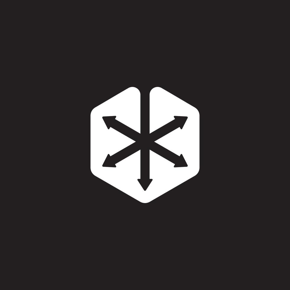 abstract hexagonal letter u arrows geometric symbol logo vector