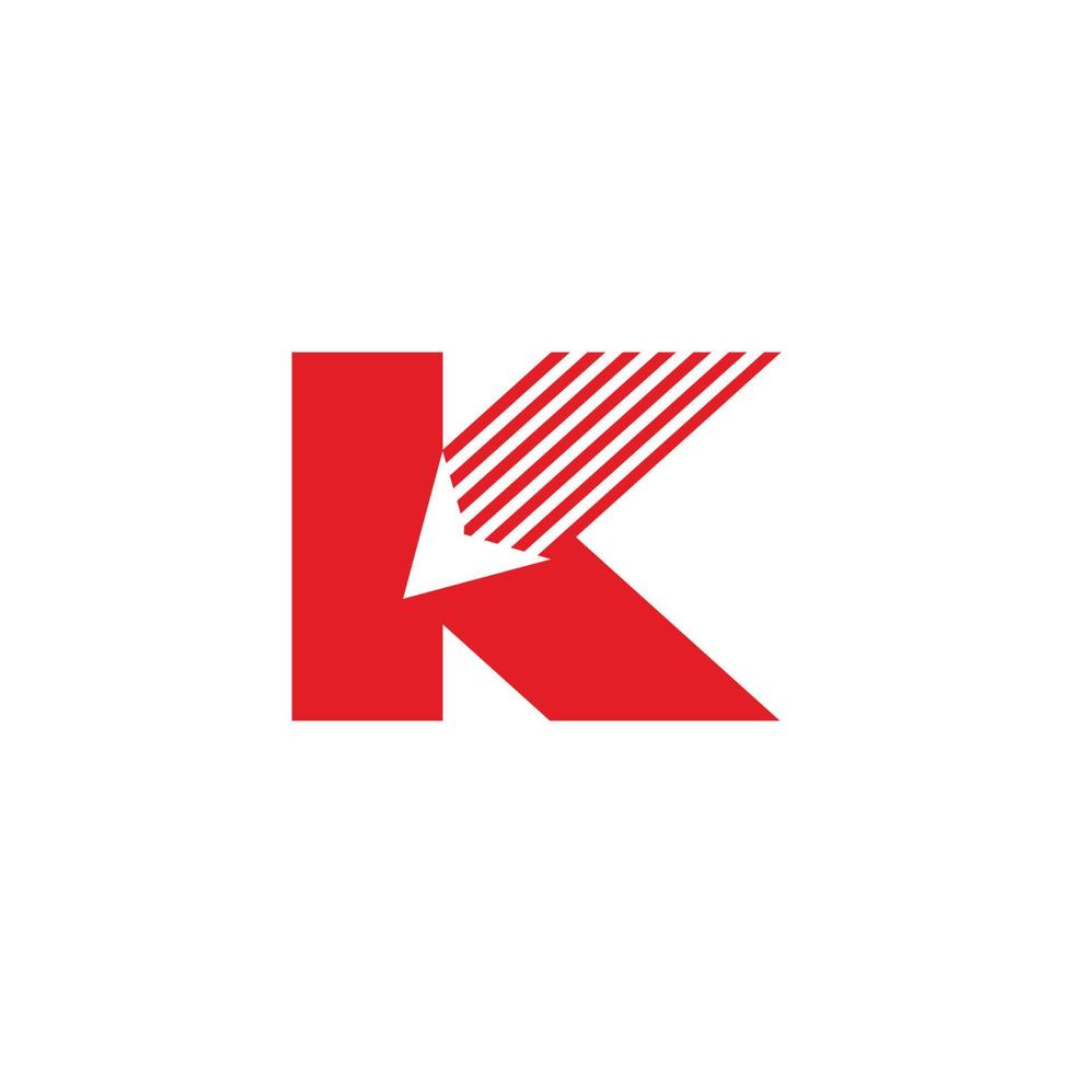 vector de logotipo geométrico de movimiento rápido de cohete de letra k