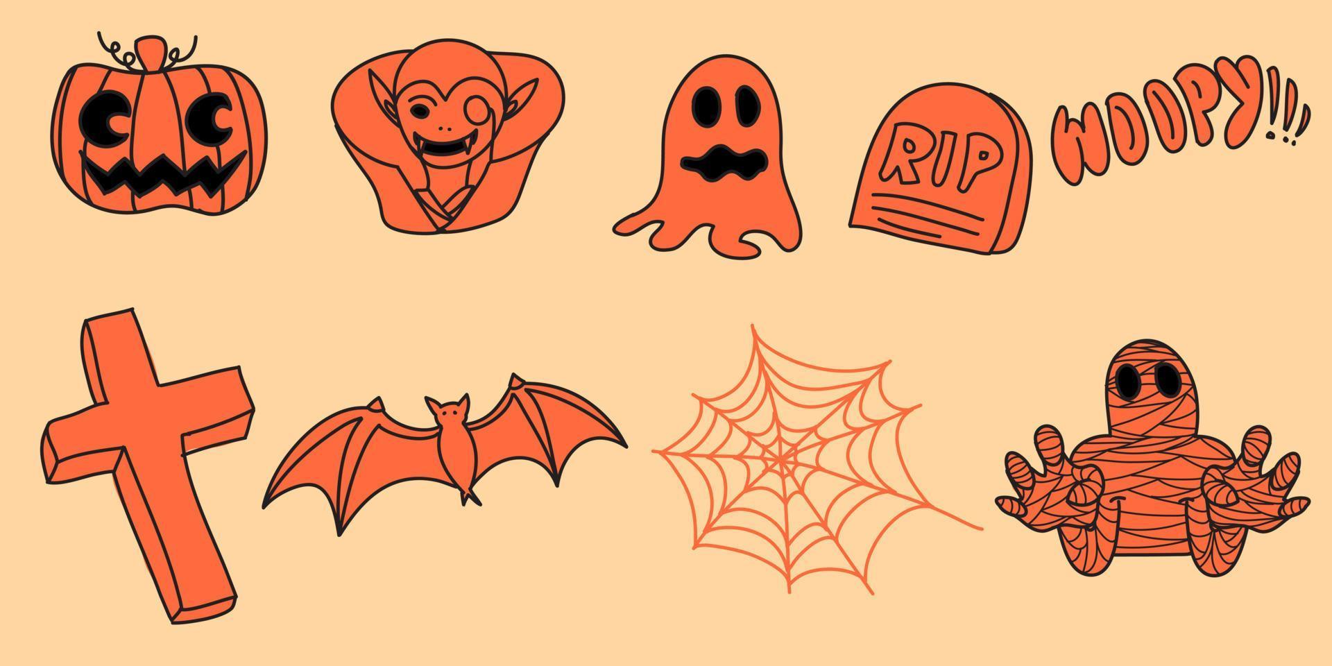 cute cartoon halloween character bundle vector