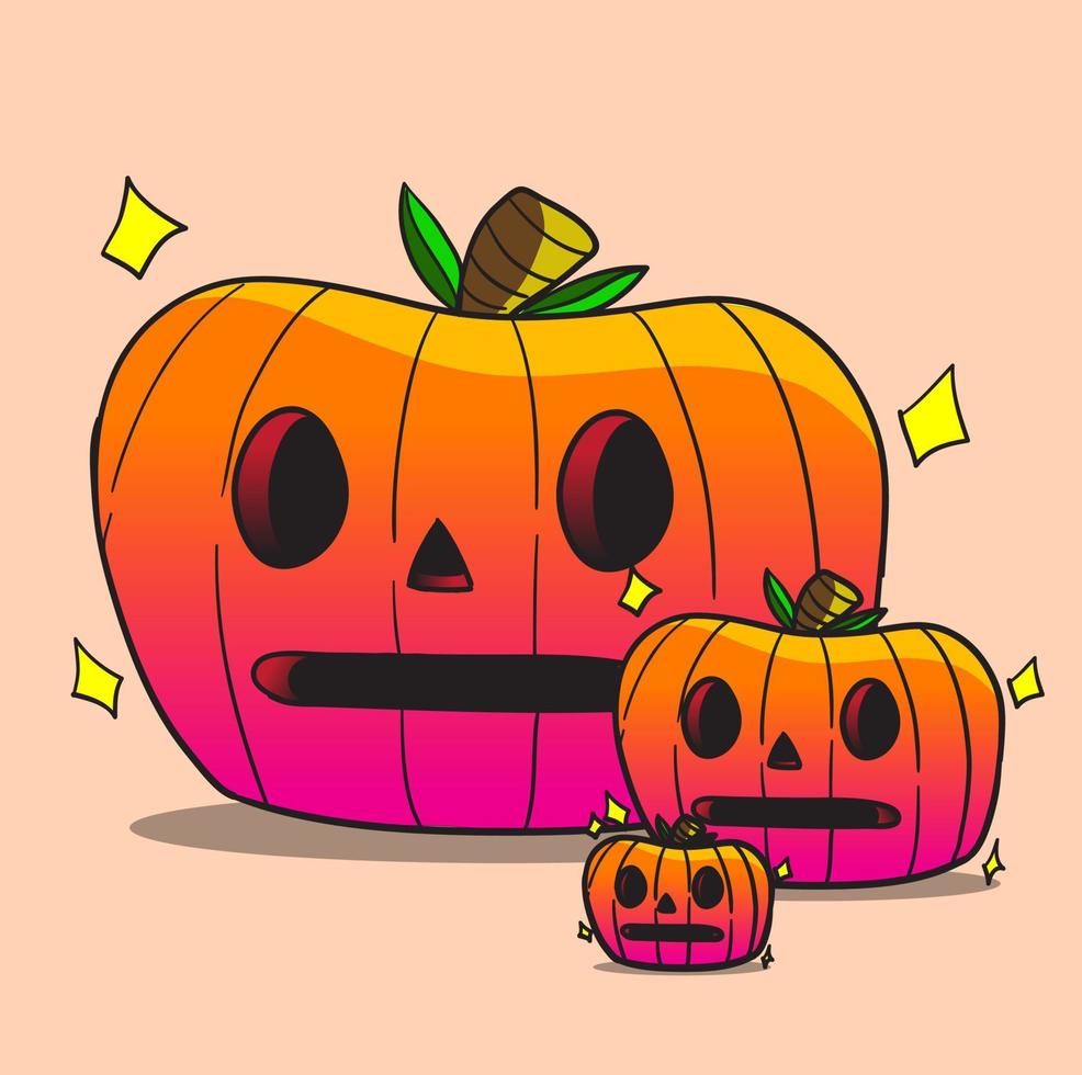 lindo personaje de dibujos animados colorido calabaza fruta halloween vector