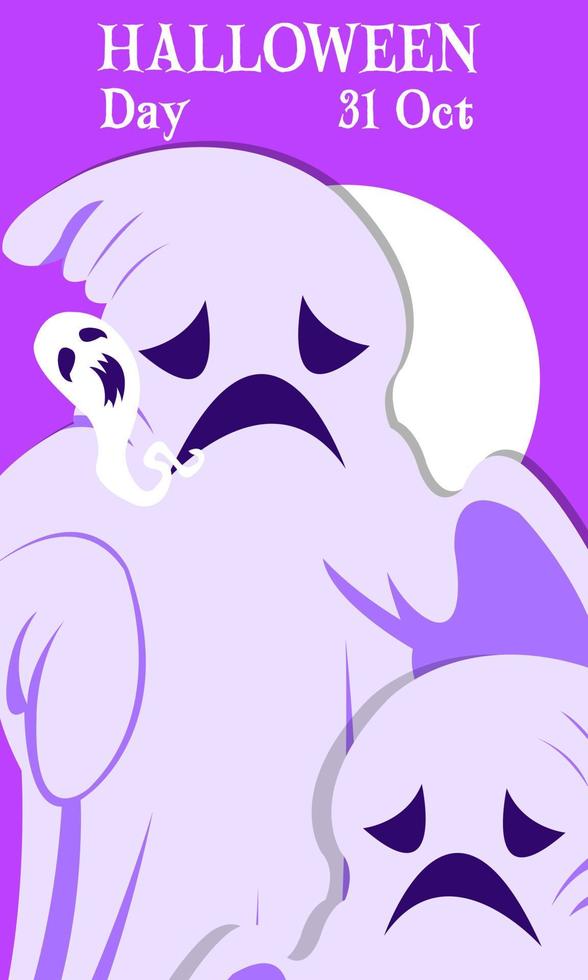 lindo personaje de dibujos animados ilustración vector fantasma halloween