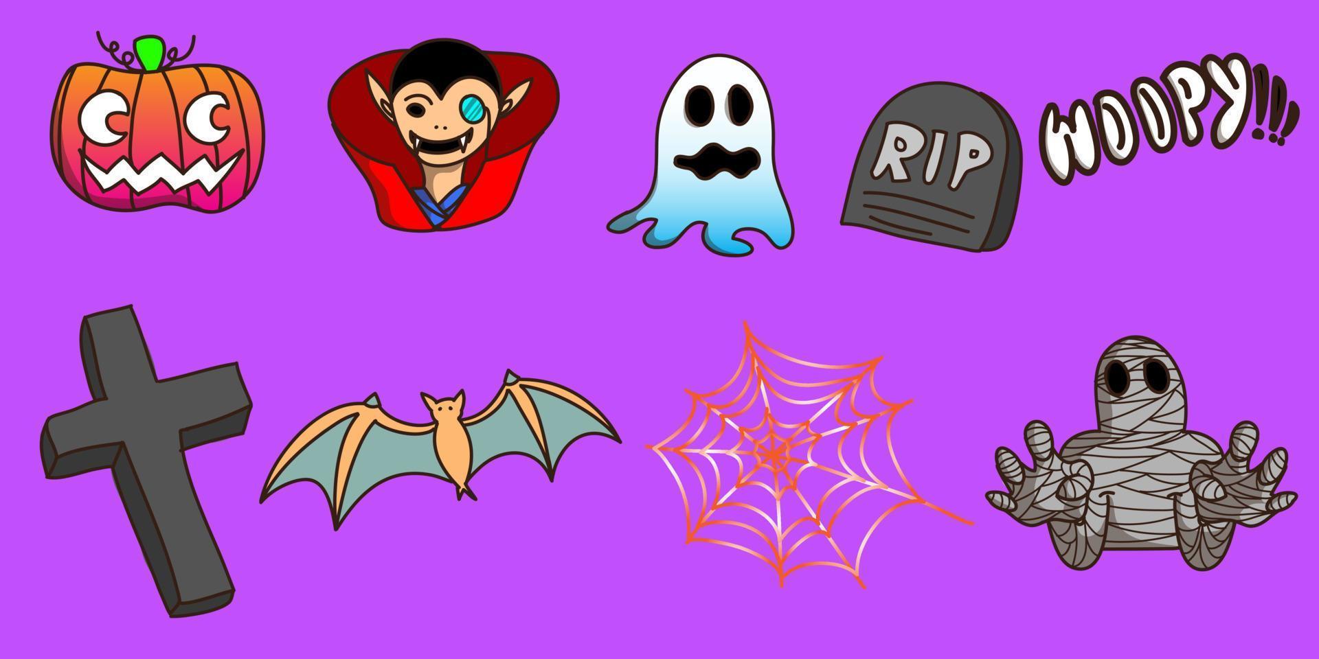 cute cartoon halloween character bundle vector
