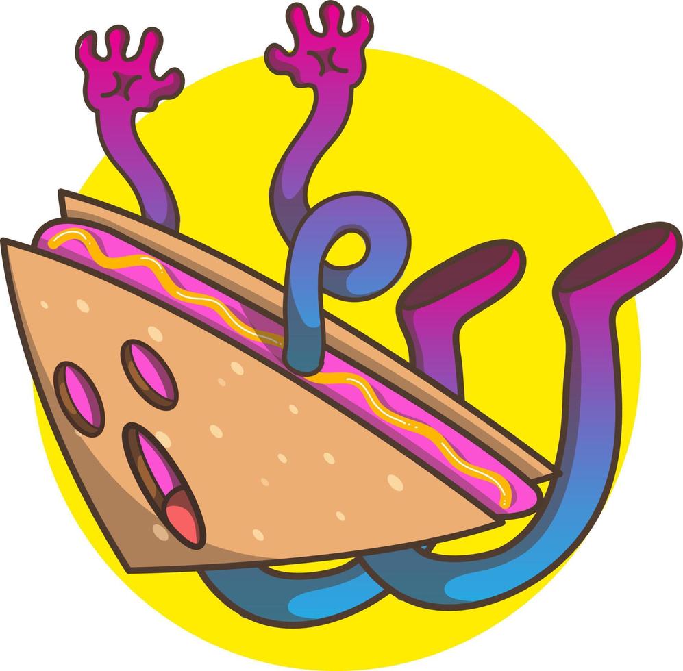 cute cartoon character colorful biscuit flying above the clouds vector
