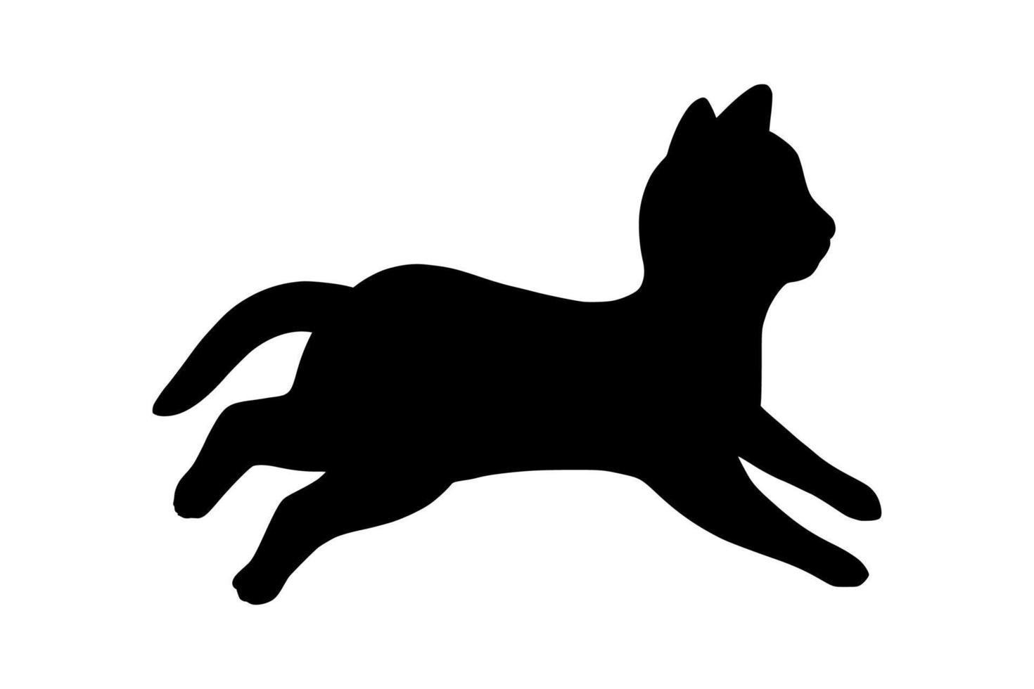 Lying cat black silhouette. Playful cat stencil. Vector illustration