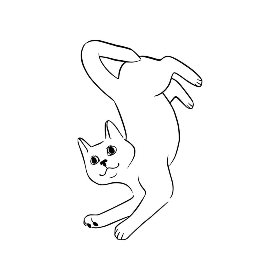 boceto de gato negro mentiroso. gato juguetón al estilo garabato. ilustración vectorial vector