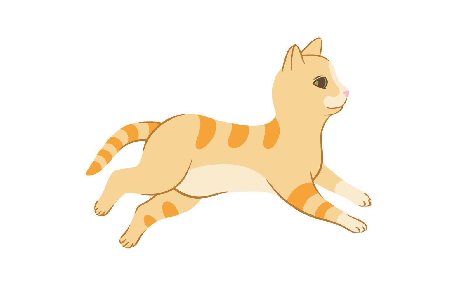 Lying striped cat in doodle style. Colored playful cat. Vector illustration