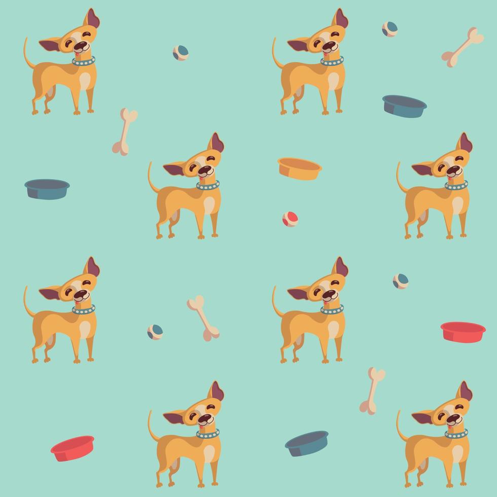 Chihuahua seamless pattern for textile, paper, fabric and clothes. Vector illustration