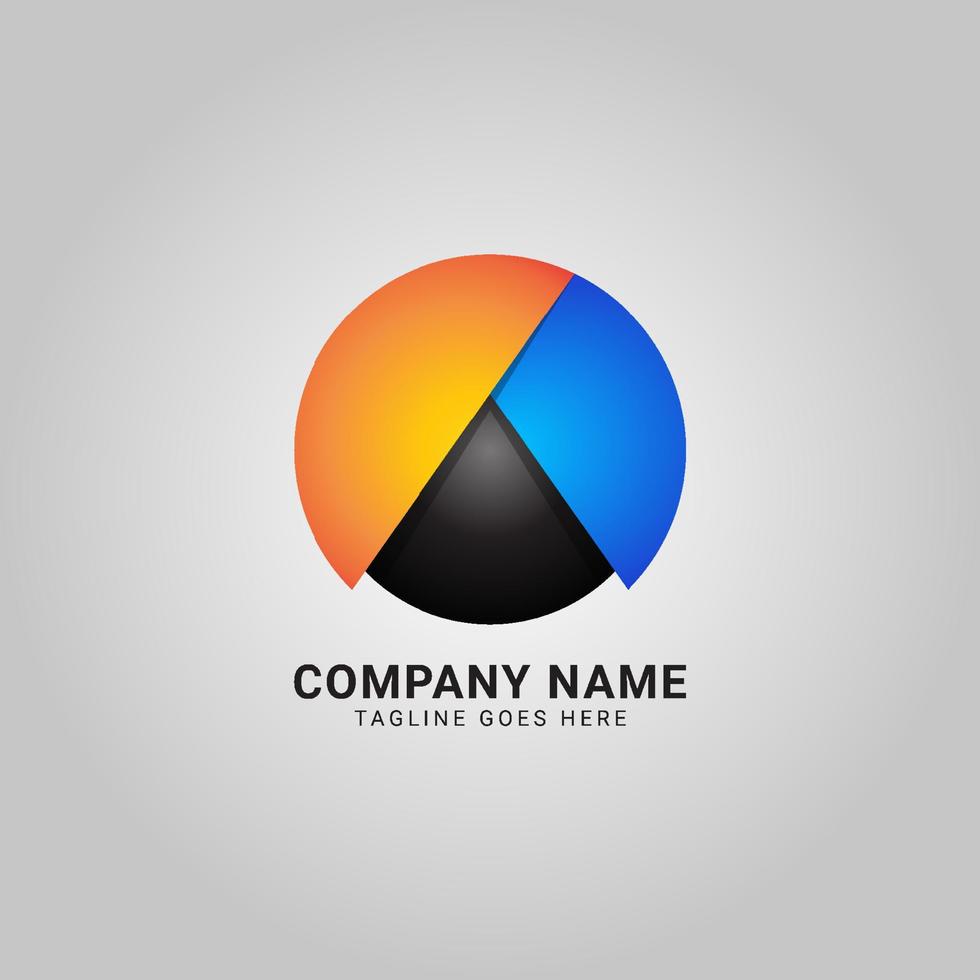 abstract 3d gradient circle and triangle modern corporate vector logo design for dynamic, innovative, futuristic company