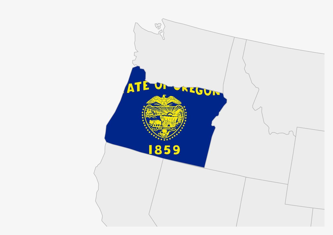 US state Oregon map highlighted in Oregon flag colors vector