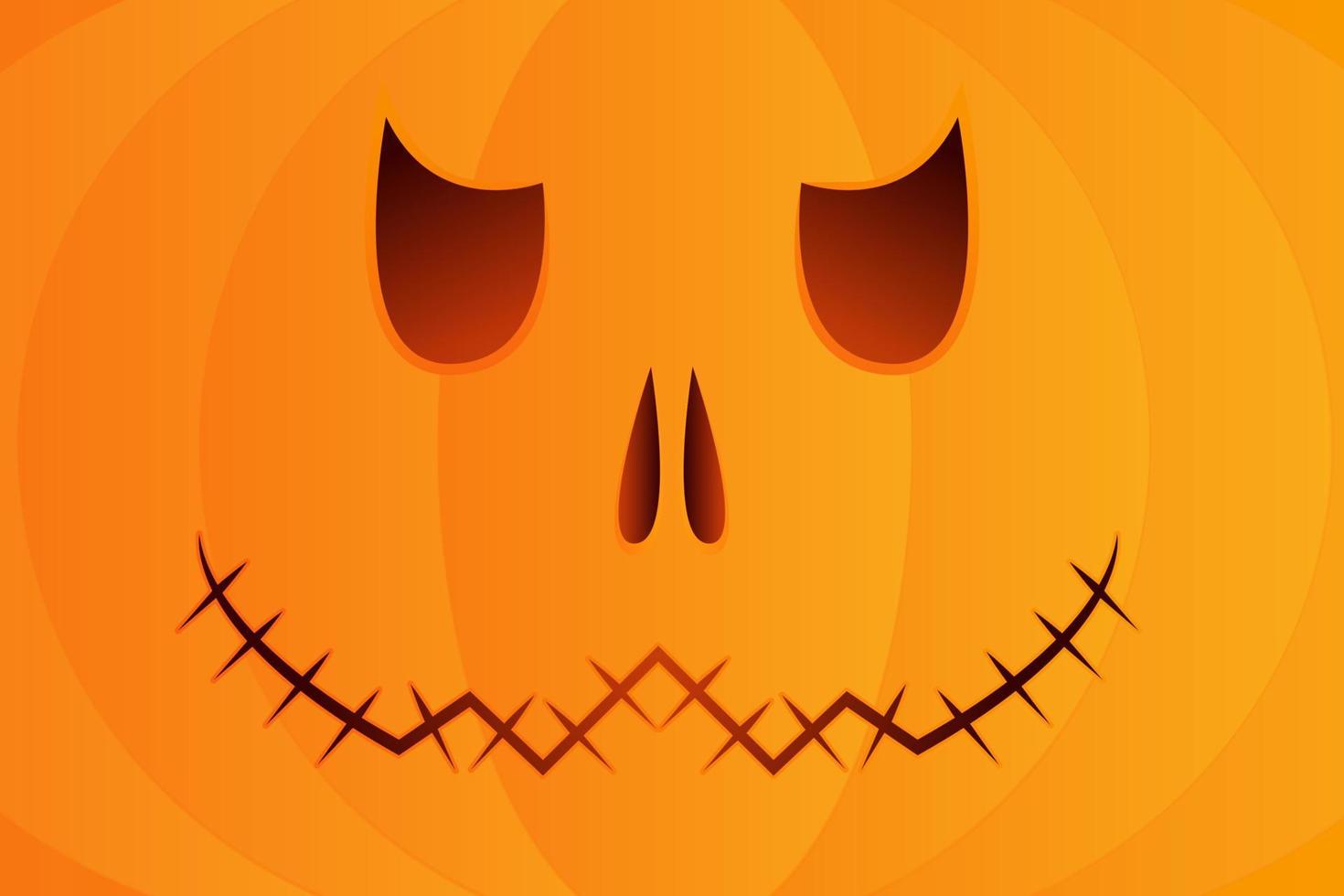 Skeleton Face Halloween Pumpkin, Orange pumpkins with smiles for your Halloween design. vector