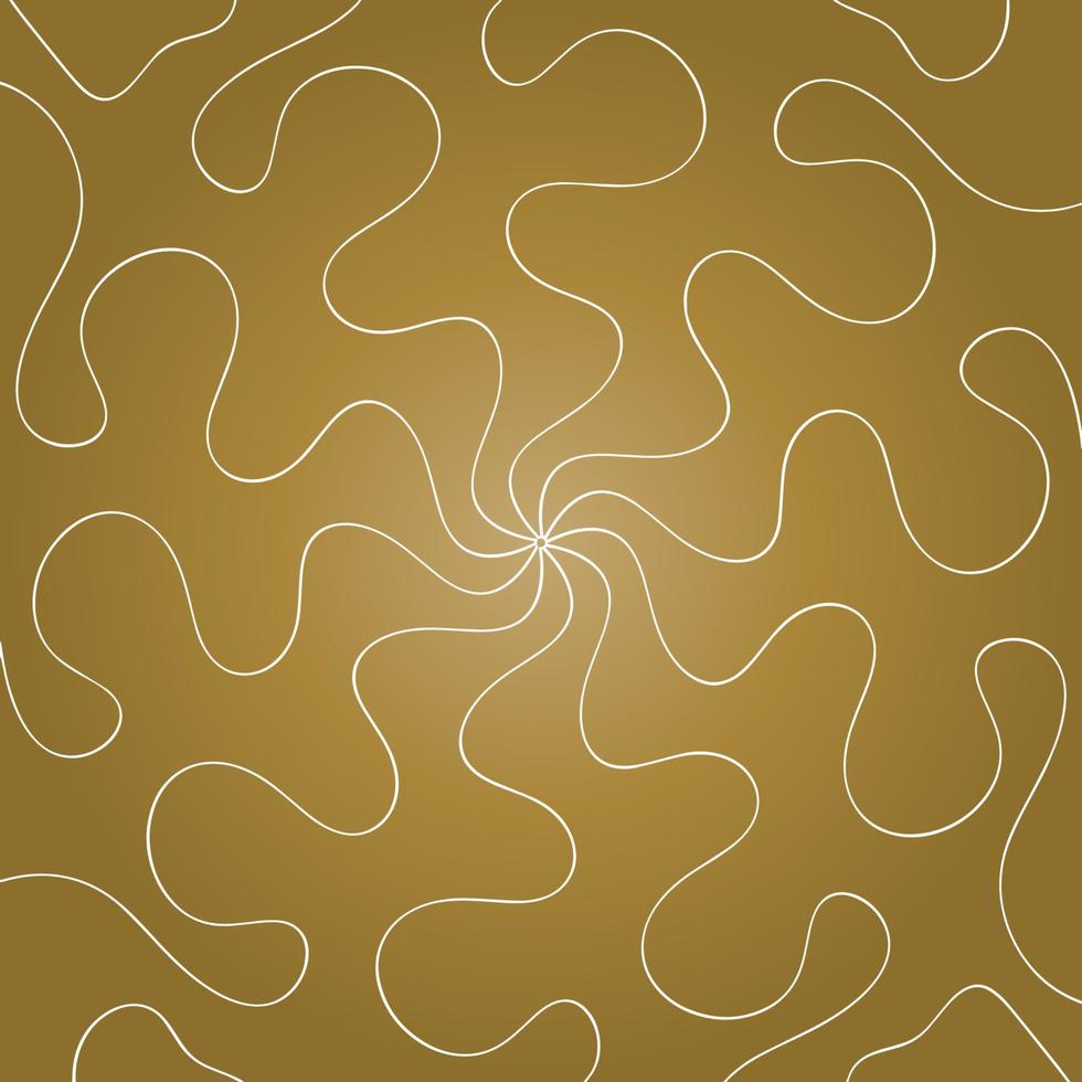 Gold rounded wave line, psychedelic effect illustration. 1960 style vector