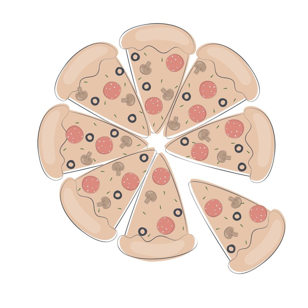 ilustración de garabato de pizza deliciosa vector