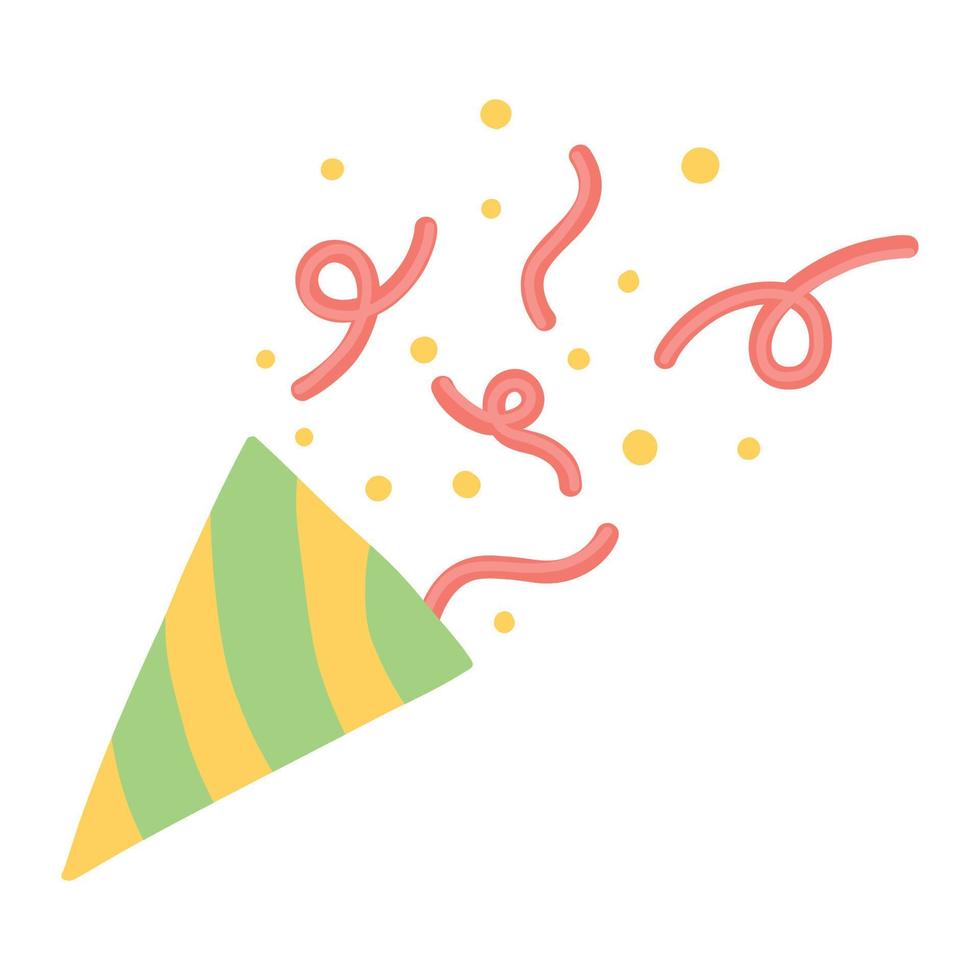popper confetti. confetti isolated, explosion, fireworks, holiday. vector drawing. hand drawn style.Cartoon style.