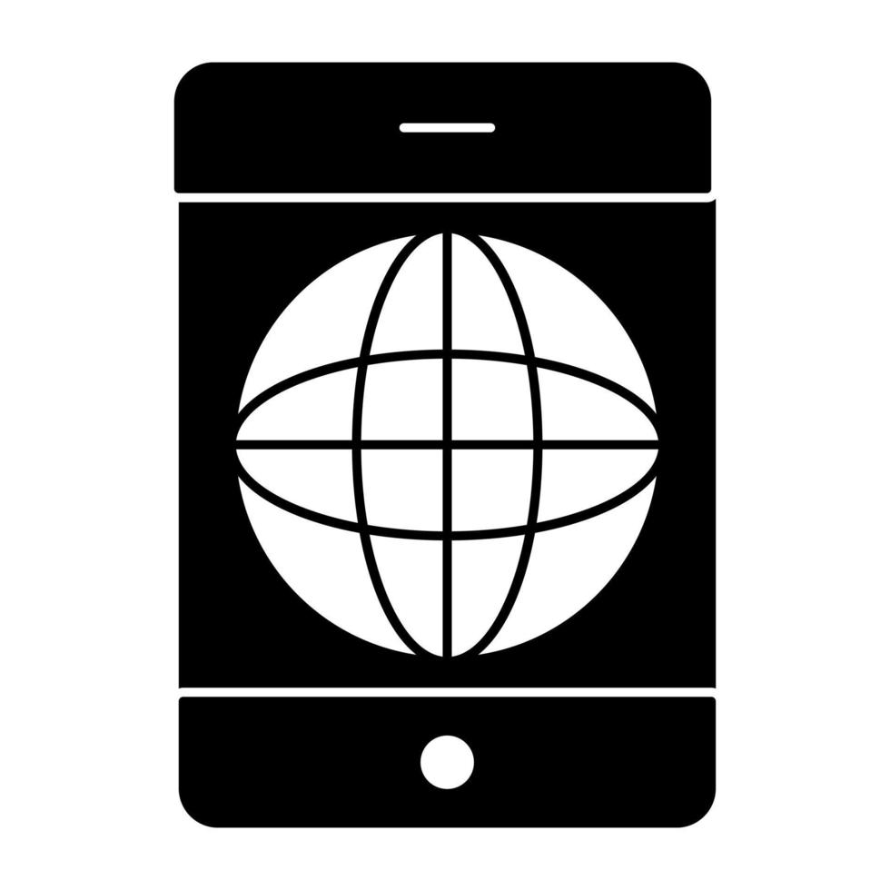 Globe inside smartphone showcasing mobile browser vector