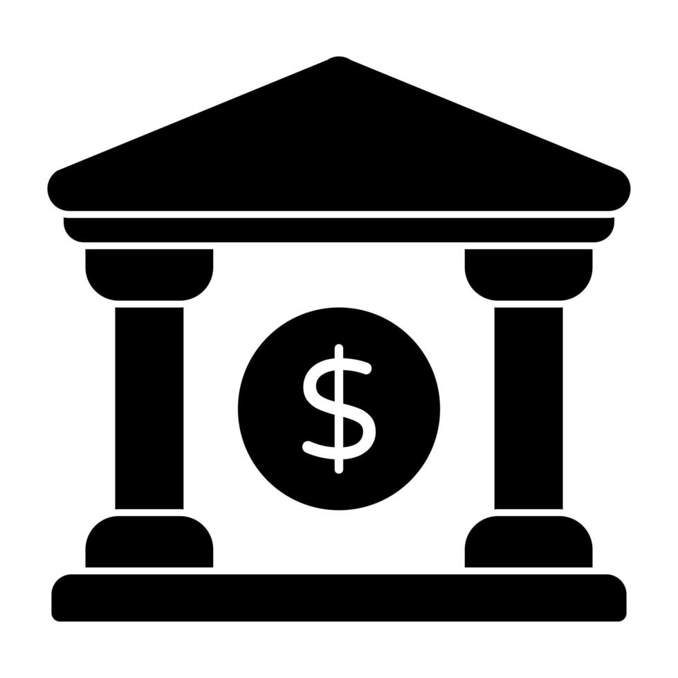 Dollar on building showcasing bank building icon vector
