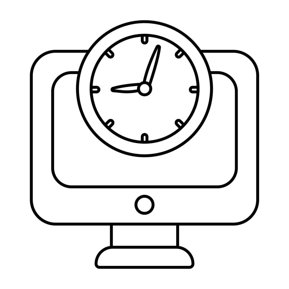 A flat design icon of computer clock vector