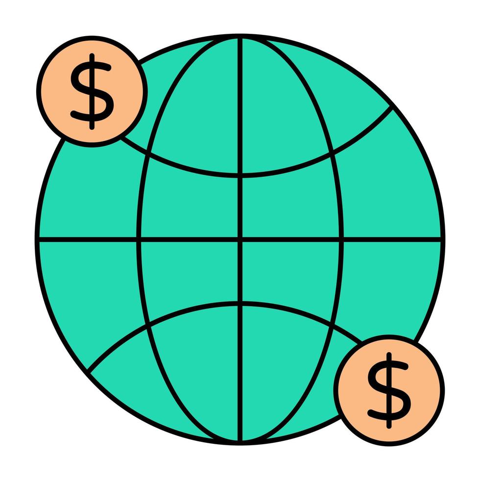 An editable design icon of global money vector