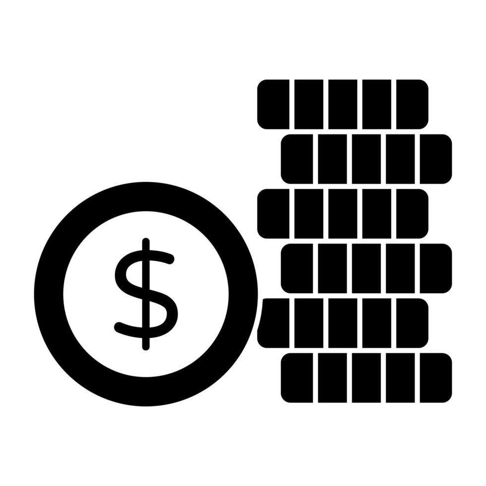 An editable design icon of dollar coins vector