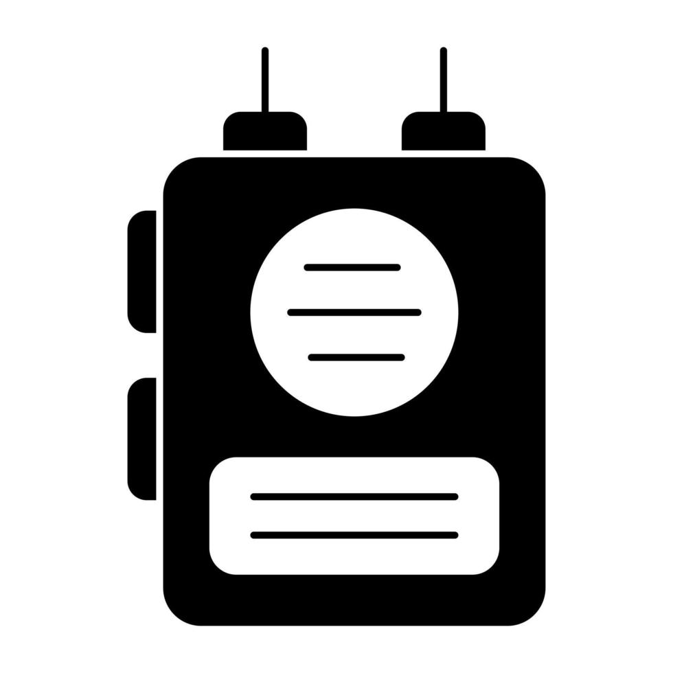 icono de walkie talkie, teléfono de policía antiguo vector