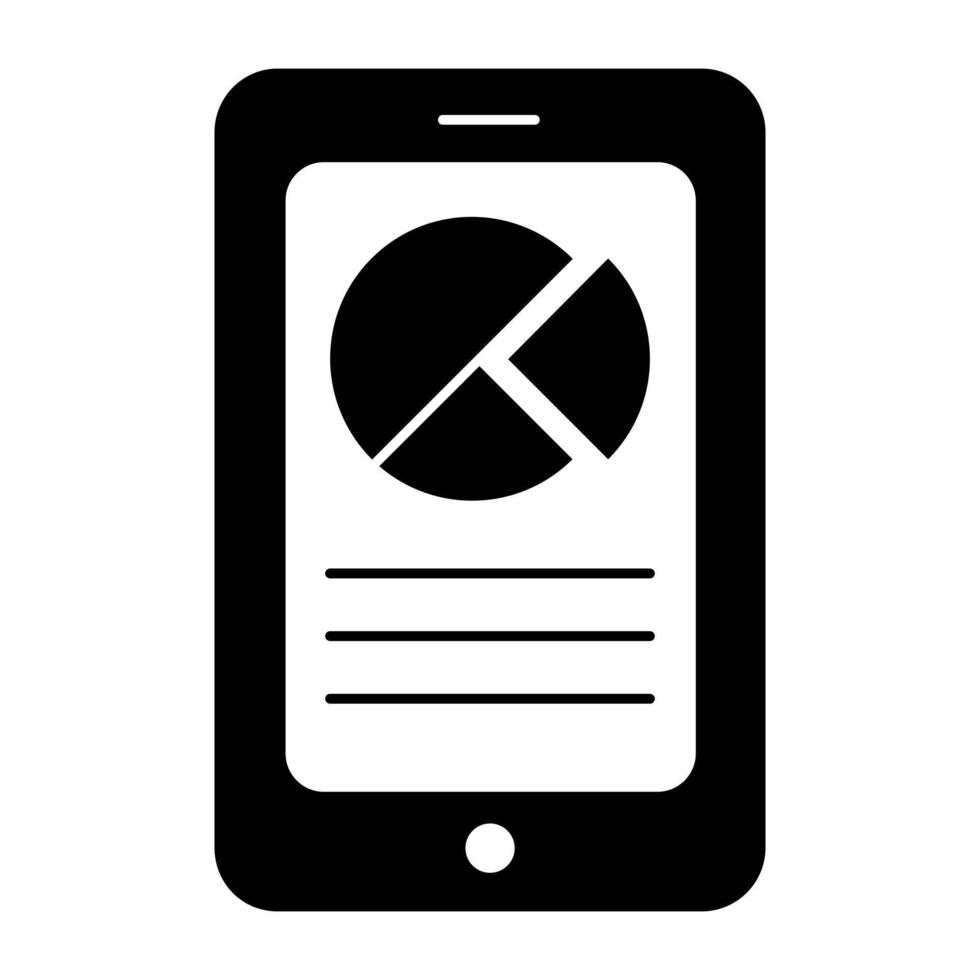 Pie chart inside smartphone, flat design of mobile business data vector