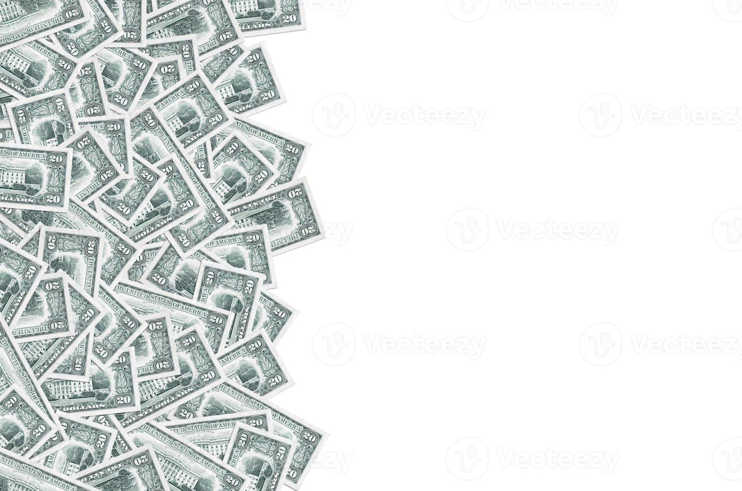 US 20 dollars banknote with white house closeup macro bill pattern photo