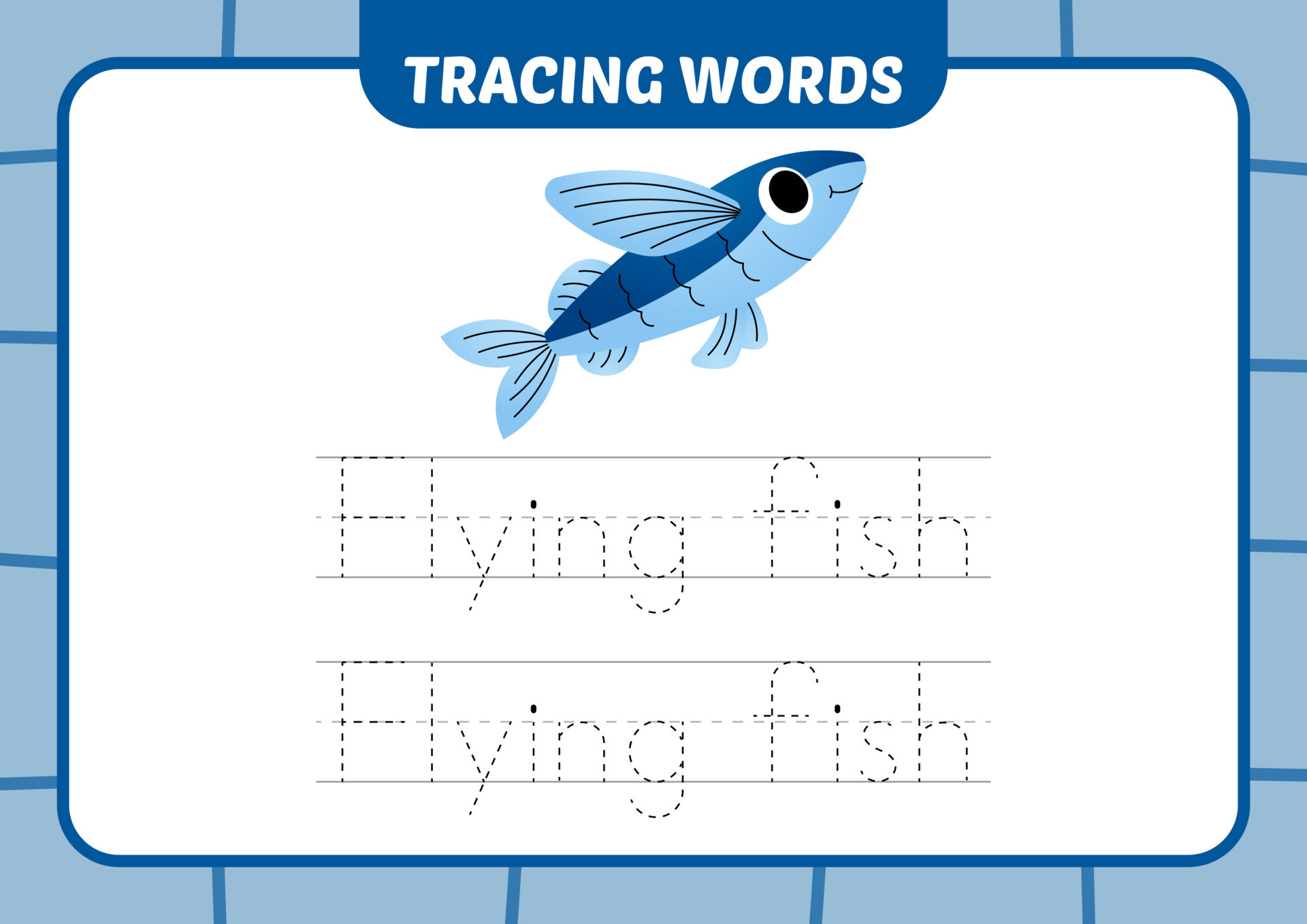 tracing words for kids, flying fish vector 12977356 Vector Art at Vecteezy tracing words for kids, flying fish vector 12977356 Vector Art at Vecteezy