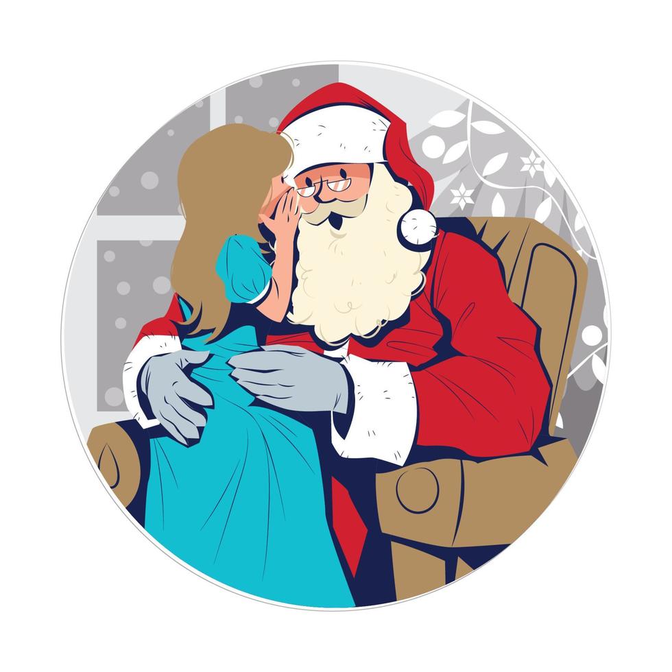 Children Whispering a Wish to Santa Claus Concept vector