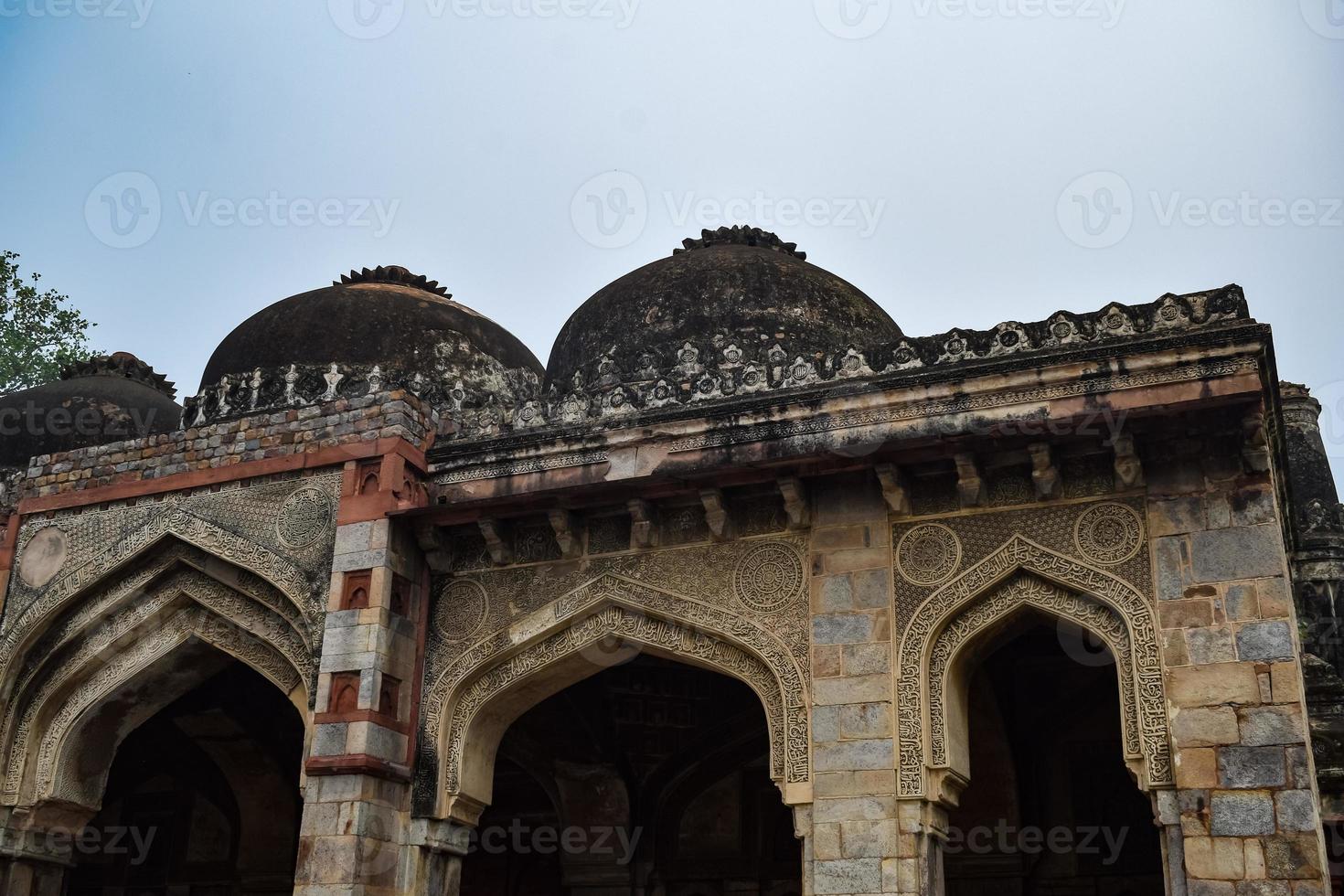 Mughal Architecture inside Lodhi Gardens, Delhi, India, Beautiful Architecture Inside the The Three-domed mosque in Lodhi Garden is said to be the Friday mosque for Friday prayer, Lodhi Garden Tomb photo