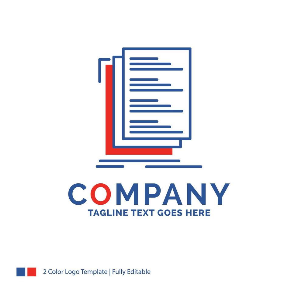 Company Name Logo Design For Code. coding. compile. files. list. Blue and red Brand Name Design with place for Tagline. Abstract Creative Logo template for Small and Large Business. vector