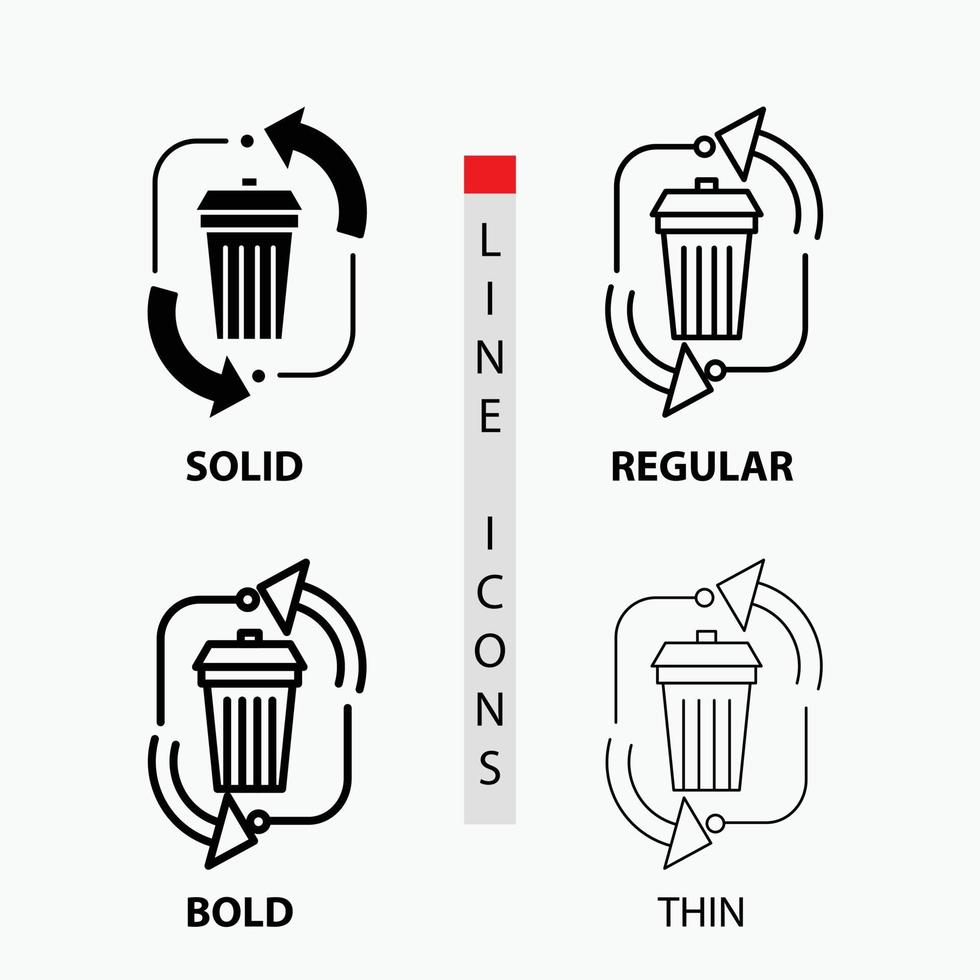 waste. disposal. garbage. management. recycle Icon in Thin. Regular. Bold Line and Glyph Style. Vector illustration