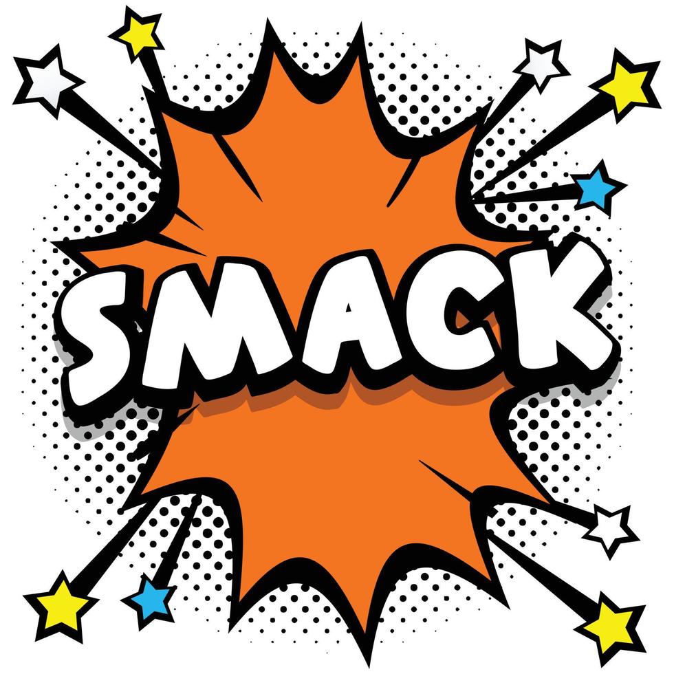 Smack Pop Art Comic Speech Bubbles Libro Efectos de sonido vector