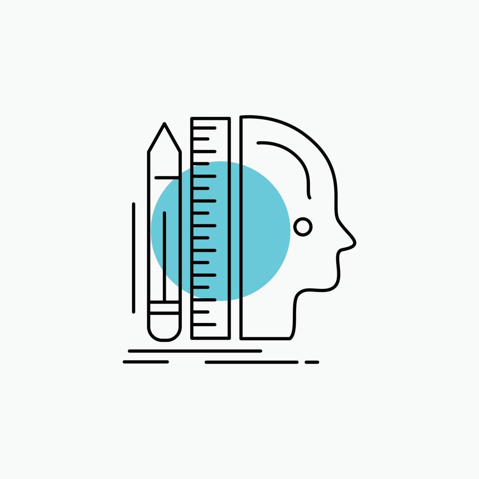 Design. human. ruler. size. thinking Line Icon vector