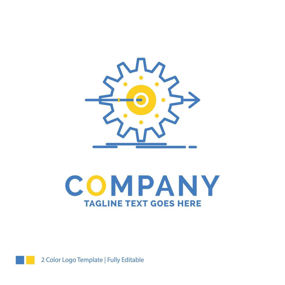 performance. progress. work. setting. gear Blue Yellow Business Logo template. Creative Design Template Place for Tagline. vector