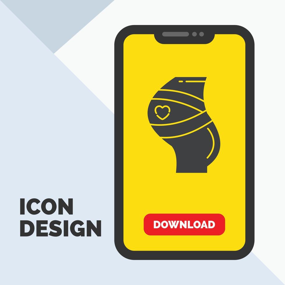 Belt. Safety. Pregnancy. Pregnant. women Glyph Icon in Mobile for Download Page. Yellow Background vector