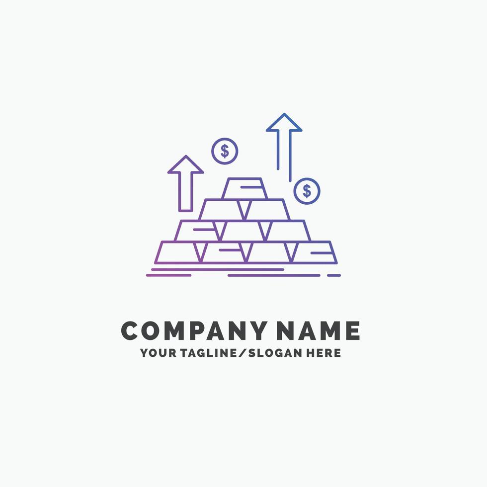 gold. coin. cash. money. growth Purple Business Logo Template. Place for Tagline vector