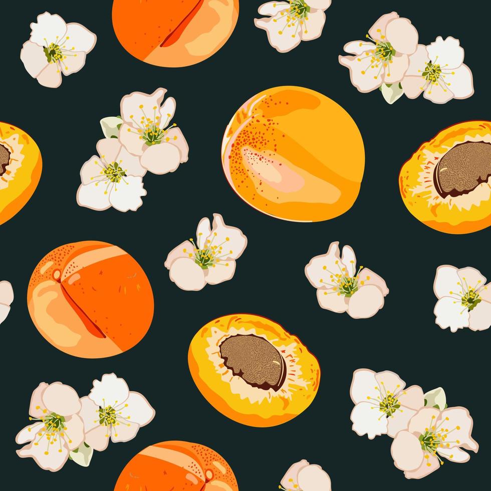 Vector seamless apricot pattern.