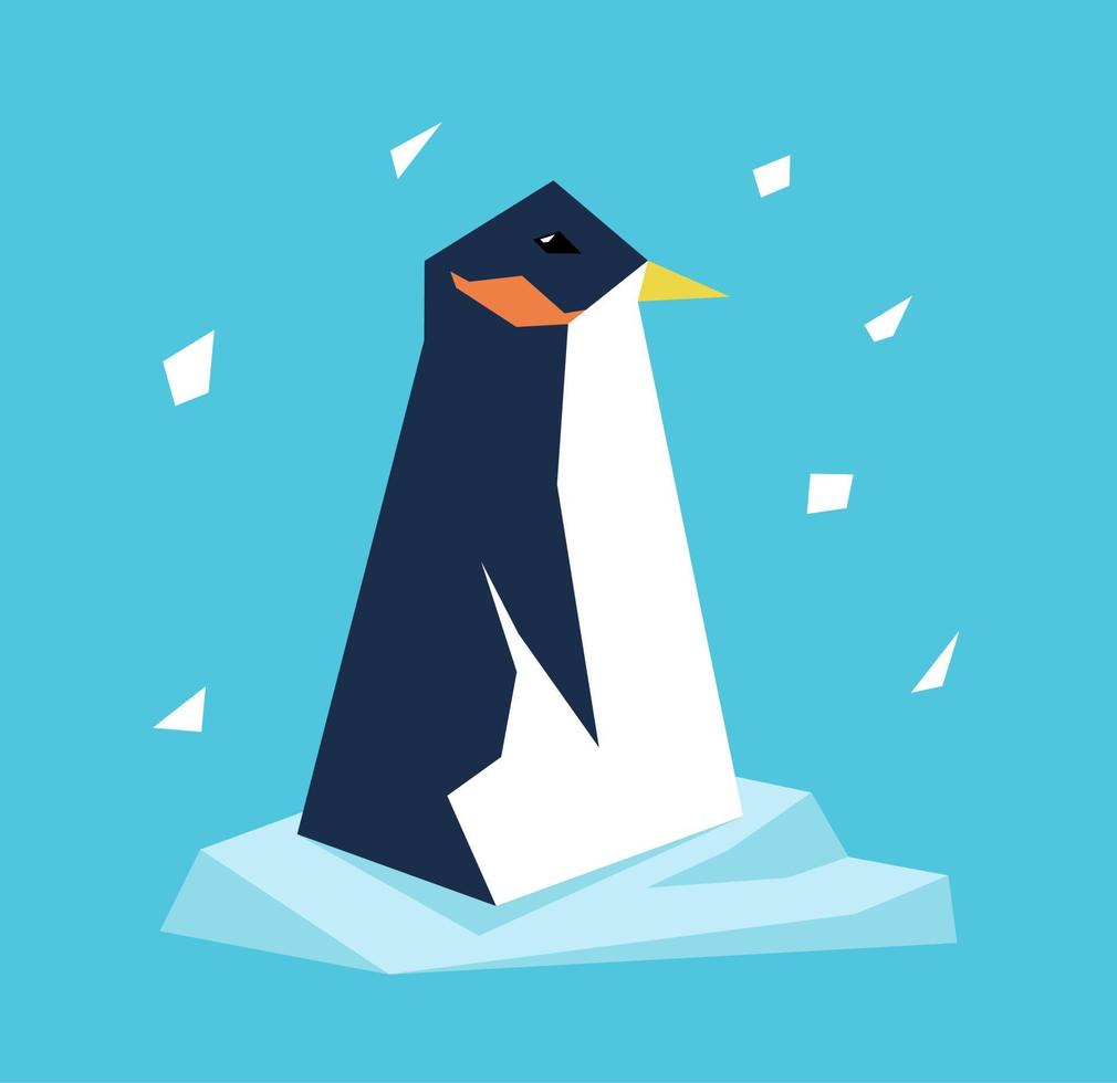penguin standing on ice. logo, icon, vector illustration. animal concept, winter, polar, mammal, etc.