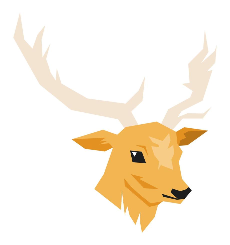 ilustración de cabeza de ciervo. cuernos largos. icono. concepto animal, salvaje, bosque, etc. estilo de dibujos animados de vector plano