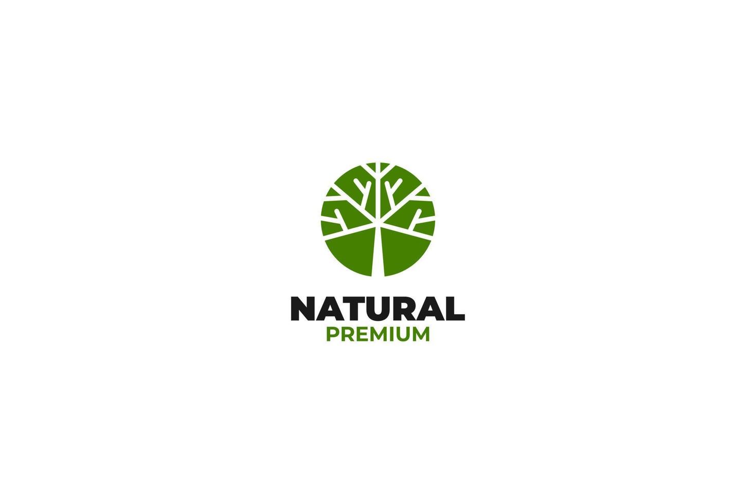 Flat rounded eco tree logo design vector template illustration