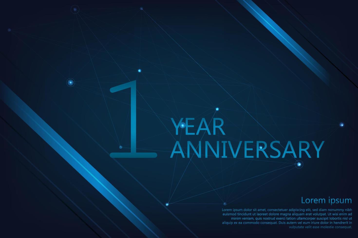 1 Years Anniversary. Geometric Anniversary greeting banner. Poster template for Celebrating 1th anniversary event party. Vector illustration