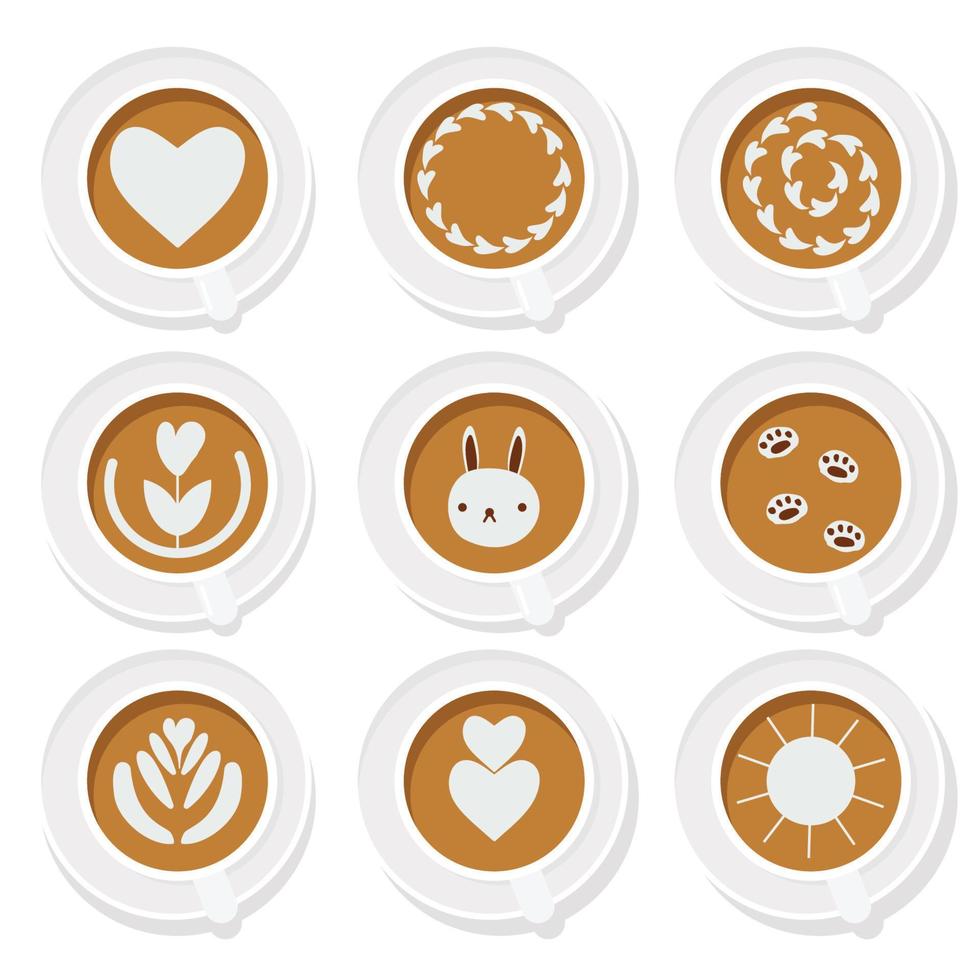 coffee latte art basic collection flat style eps10 vectors illustration