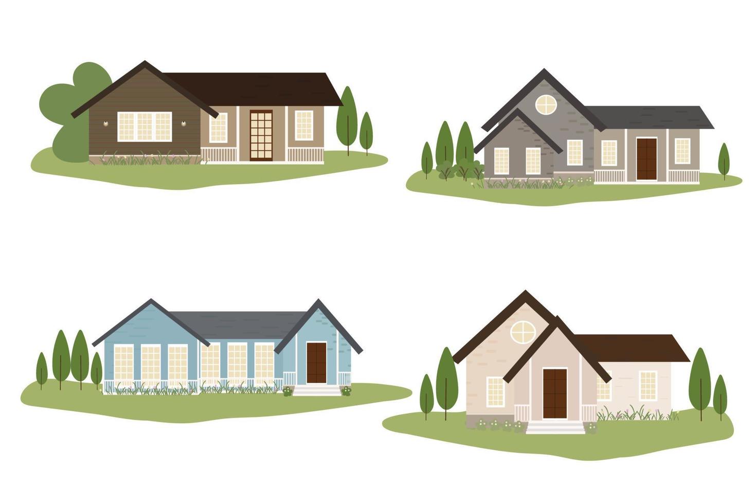 small tiny Victorian or American country style house collection vector